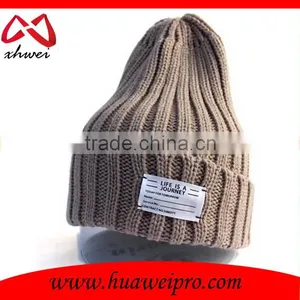 Wholesale Custom Handmade Beanie Hat With Woven Label 100% Acrylic Long Beanie thumbnail-1