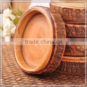 Handmade Real Round Wood Saucers Customized Design thumbnail-1