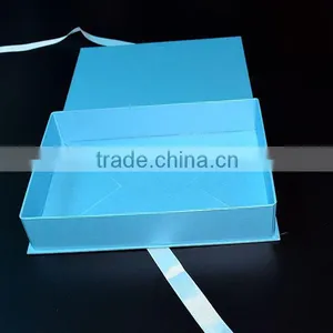 Top Sale Blue Small Folding Gift Hat Shoe Box With Ribbon Close thumbnail-4