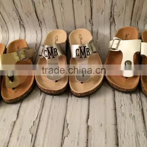Monogrammed Sandals Personalized T Strap Shoes Womens Birkenstock Style thumbnail-2