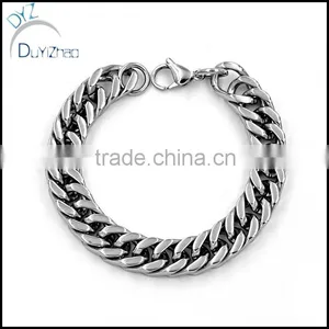 New Fashion Men's Jewelry Stainless Steel Silver Cuban Chain Bracelet thumbnail-1