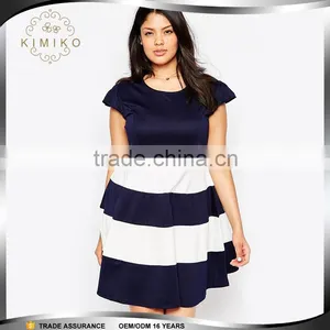 Latest Design Striped Dress Plus Size Clothing for Fat Women thumbnail-1