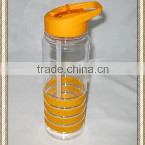 Promotional 24 Oz. Banded Gripper Plastic Bottle With Straw thumbnail-1