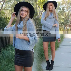 High Fashion Women Knitted Long Sleeve Turtle Neck Sweater Wholesale, Women Fashion Pullover Sweater thumbnail-1