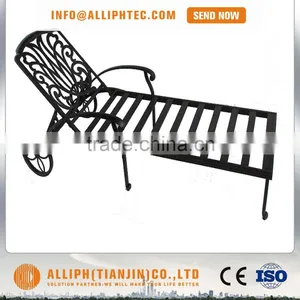 China Cheap Cast Aluminum Furniture Outdoor Chaise Lounge With Wheels thumbnail-1