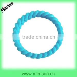 Blue Elastic Twist Silicone Chain Wristband Bracelet thumbnail-1