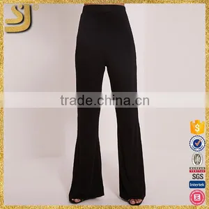 Custom Hot Sexy Slimming Women Stretch Pants, New Arrival Women Black Flared Trousers thumbnail-2