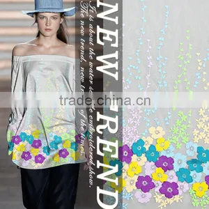 New Arrival 3D Flower Embroidery Fabric for Women Dress Mixed Colorful Small Floral Pattern Organza Mesh Lace Fabric Factory thumbnail-1