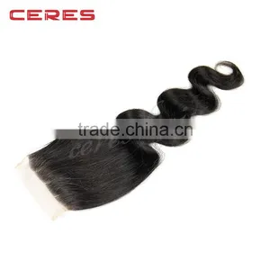 Bleached Knots Silk Top Cheap Human Hair Free Parting Bangs Lace Closure thumbnail-3