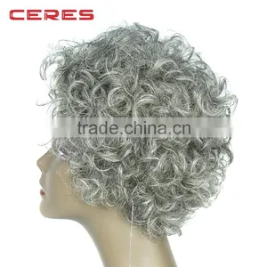 In Stock Silver Grey Wig, Low Price 100% Human Hair Fashional Short Wig for Women thumbnail-3