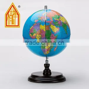 10 Inch (25cm) PVC Globe Wood Base Metal Ruler thumbnail-4