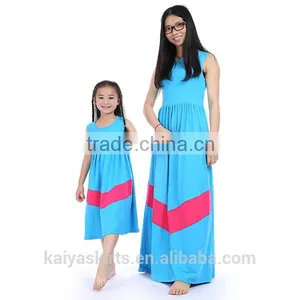 2016 Kids Boutique Clothes Cotton Long Designer One Piece Mommy and me Maxi Dress thumbnail-5
