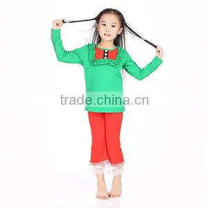 2016 Kaiya Skirt E-commerce Firm Green Shirt and Red Pant Suit for 2-6 Year Old Child thumbnail-2