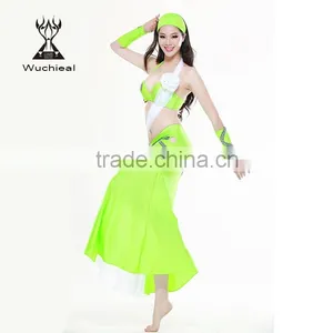 Wuchieal Wholesale 2015 Elegant Spandex Long Arabian Ballroom Performance Costume Dress for Women thumbnail-5