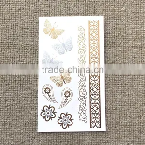 Wholesale Gold Silver Color Metallic Tattoo Temporary Gold Hair and Body Tattoo Sticker Factory thumbnail-4