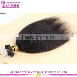 Top Quality Kinky Straight Hair Extension 100% Unprocessed Human Virgin Brazilian Micro Ring Loop Hair Extensions thumbnail-4