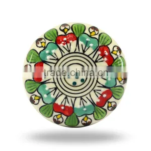 Ceramic Green Red FLower Mortice thumbnail-4