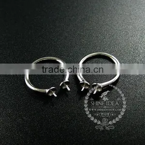 925 Solid Sterling Silver Pearl Bezel Ring Adjustable Ring DIY Supplies Jewelry Findings 1212021 thumbnail-2