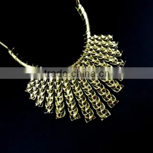 18inch Retro Antique Gold Chic Engraved Vintage Metal Collar Chunky Choker Statement Necklace,fashion Jewelry 6350173 thumbnail-1