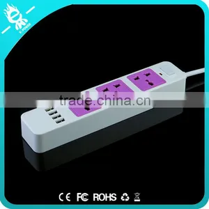 4 Usb 3-pin Plug Retractable Extension Pvc Multiple Power Socket With Switch thumbnail-6