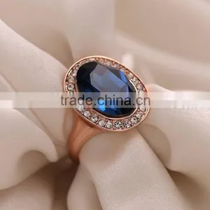 18K Gold Color Rings With Blue Gemstone 3gram Gold Ring thumbnail-2