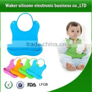 2017 Latest Hot Sale Baby Product Waterproof Soft Touch Non-toxic for Baby Crumb Catcher Silicone Kids Bids With Pocket thumbnail-3