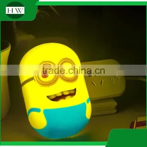 Children Plastic Mini Cartoon Minion Electric Plug Socket Led Sensor Day Night Lamp Light thumbnail-1