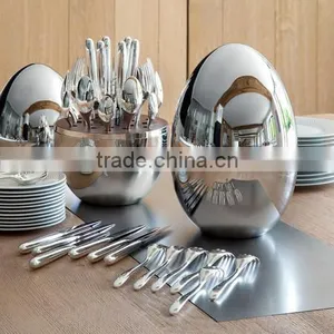 Brass Handicrafts Silver Plated Party 24 Pcs Flatware Holder thumbnail-1