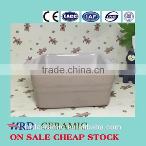 Wholesale Stocked Ceramic Square Bakeware Stoneware Plate With Two Handle thumbnail-1