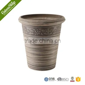 Lightweight Plastic UV Protection Round Coloful Wood Stone Garden Pot thumbnail-5