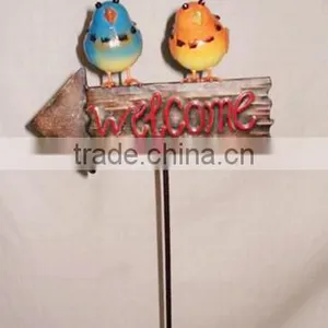 YS88312 Birds With Welcome Sign Garden Ornament Stick Made in Xiamen With Size 9.5*3.5*39" thumbnail-1