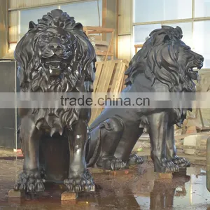 Animal Metal Bronze Lost Casting Wax Sitting Lion Statue for Garden thumbnail-1