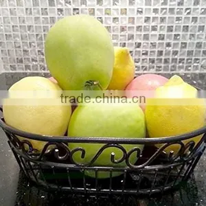 Scroll Design Oval Metal Wire Fruit Bowl/Bread Basket-Matte Black-9" thumbnail-2
