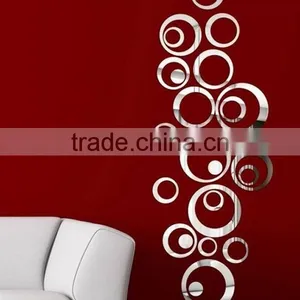 Fashion Decorative Wall Mirror Clock Sticker , Sitting Room 3D Mirror Wall Stickers thumbnail-2
