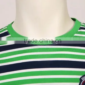 Wholesale Mens Flat Knit Striped Brand Cotton t Shirt thumbnail-3