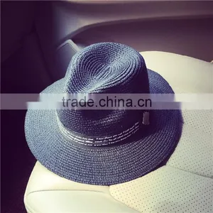Metal Standard British Wind Spring/summer Days Pure Color Printing Letters Straw Hat Female Temperament Sunshade Little Hat thumbnail-2