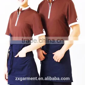 2016 New Design OEM Hotel Restaurant Unisex Short Sleeve Staff Uniform Hot Sale thumbnail-1