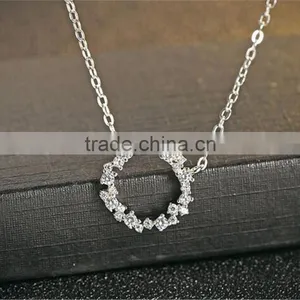 Sterling Silver Jewelry Necklace 925 Silver Circle Pendant Necklace thumbnail-1