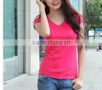 100% Cotton 160gsm, Custom Women's T-shirt , V-neck thumbnail-3