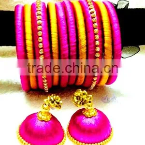 Stylish Handmade Silk Thread Jhumkas Earrings,Indian Fashion Jhumka Earrings,factory Direct Fashion Jewelry thumbnail-4