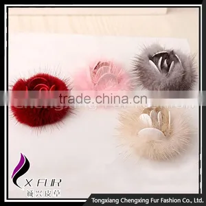 CX-A-25B Fashion Popular Genuine Mink Fur Flower Coat Brooch Pin thumbnail-3