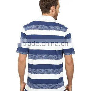 Custom Cheap Blue Striped Polo Shirts for Mens Slim Fit thumbnail-3