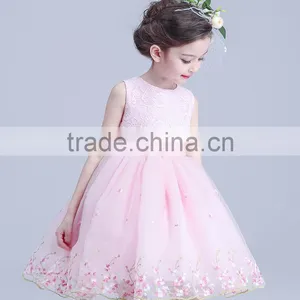 Sleeveless Flowers Girl Wedding Elegant Satin O-neck Kids Dress Waist Bow Flower Dresses thumbnail-5