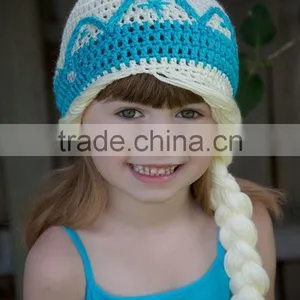 Snowflake Pattrrn Blue Cute Fashion Baby Crochet Hat thumbnail-5