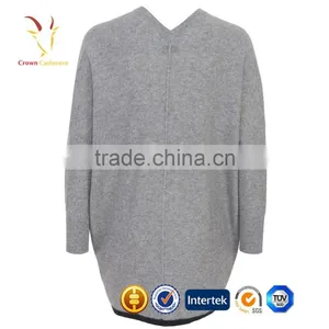 Grey Deep V Neck Black Cardigan Women thumbnail-3