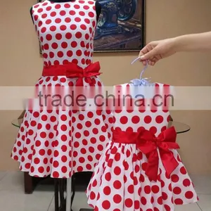 Mother Daughter Matching Dresses Girls Red Polk Dots Dress thumbnail-3