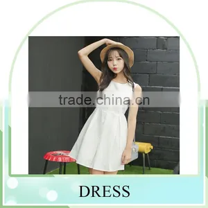 Summer New Design Young Lady Dress Fashion Printed Cotton Linen A-LINE Embroidered Dress Sleeveless Vest Dress thumbnail-1