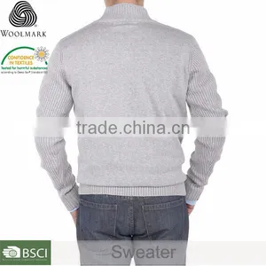 Men's Wool Thermal Sweater Mock Neck Ribbed Sleeve 1/4 Button Merino Wool Sweater Relaxed Fit thumbnail-2