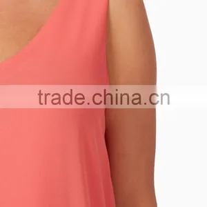 Latest Gorgeous Sleeveless Basic Coral Chiffon Maternity Dress for Women thumbnail-5