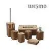 Round and Smooth Walnut Color 2 - Tone Wood Complete Bathroom Sets thumbnail-1